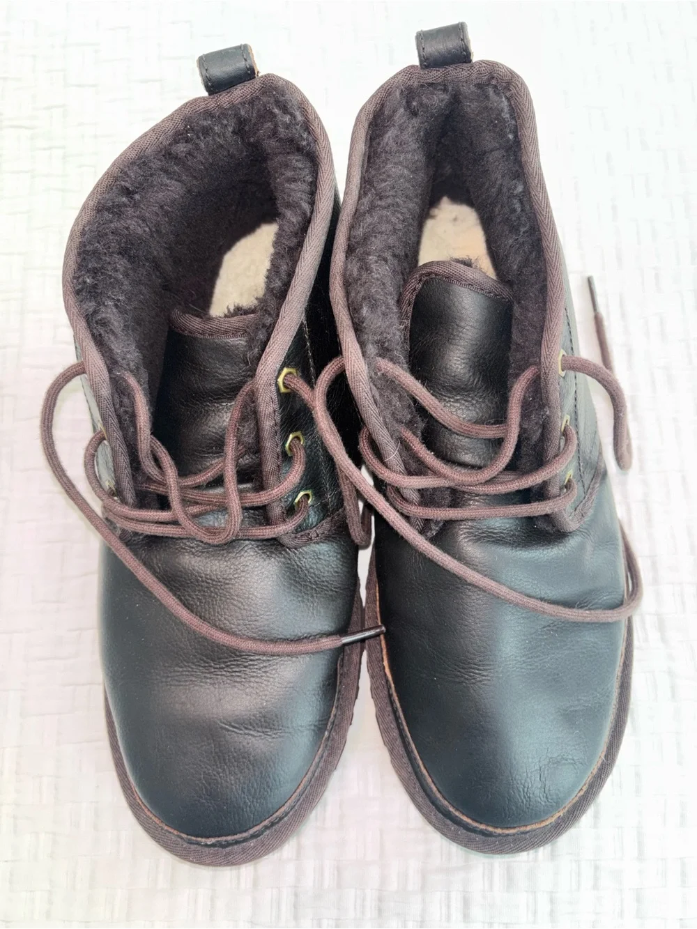 UGG Neumel Men's Leather Chukka Boots Brown Shearling China Tea Size 11